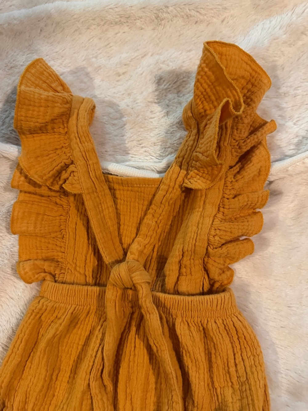 Mustard Ruffle Baby Romper - Picture 7 of 8